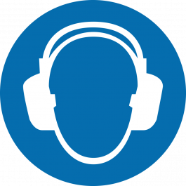 Protiskluzový podlahový piktogram: „Používej chrániče sluchu“