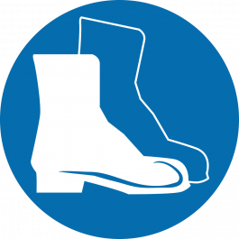 Protiskluzový podlahový piktogram: „Používej ochrannou obuv“