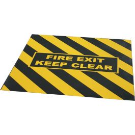 Výstražná páska pro nouzový východ s nápisem „FIRE EXIT KEEP CLEAR“