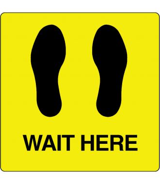 Podlahový piktogram „Wait Here“